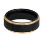 Black and Rose Gold Hammered Tungsten Men's Wedding Band