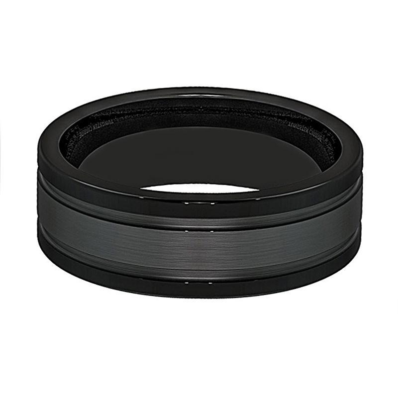 WILDFIRE Black Tungsten Brushed Double Groove