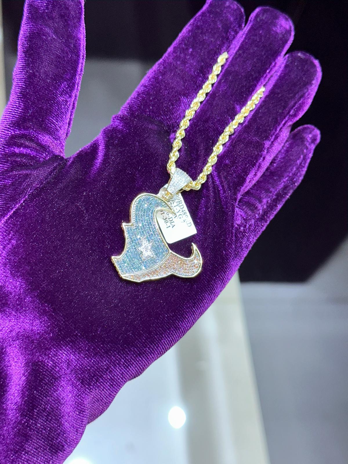 10k Yellow .97carat Gold Houston Texans Diamond Pendant