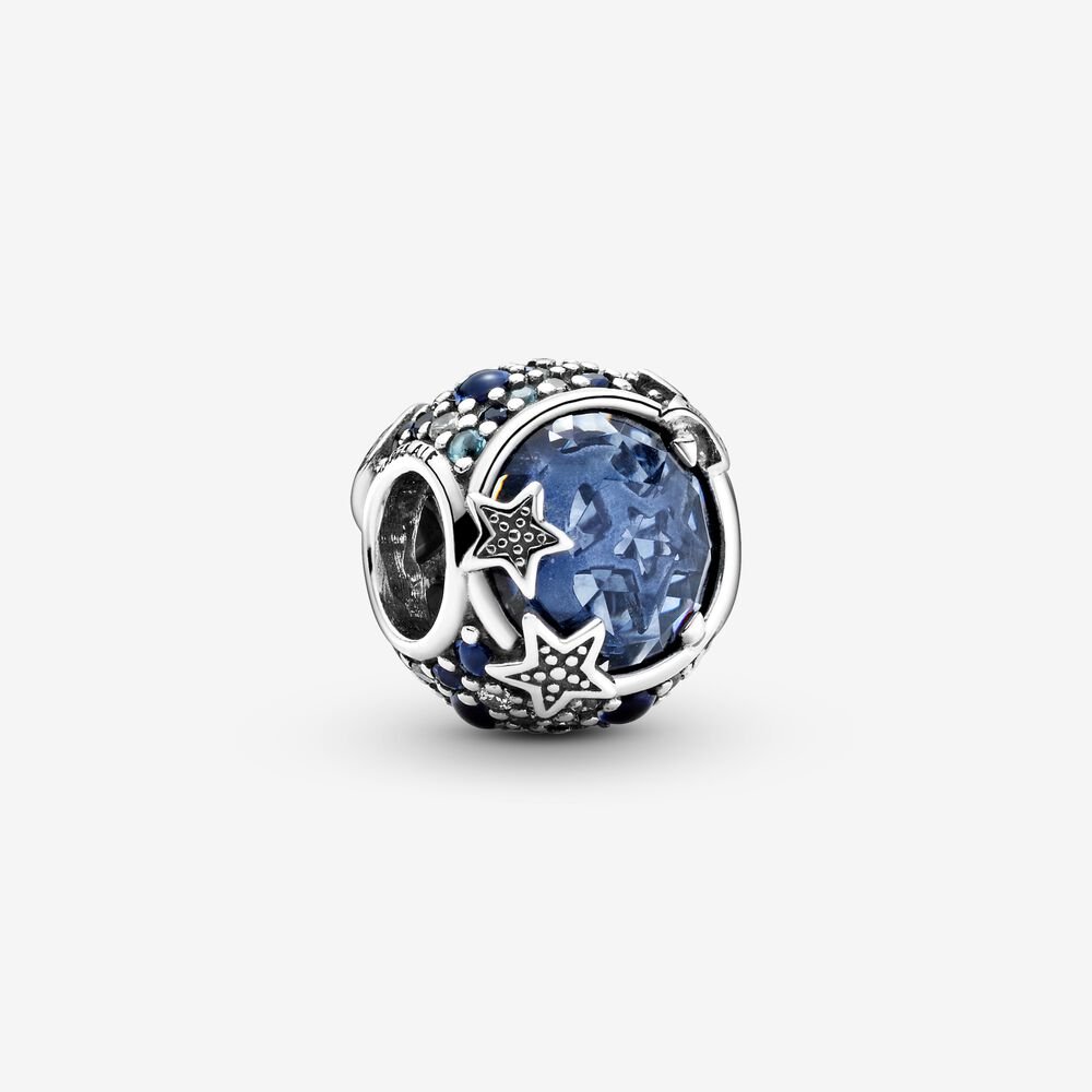 Celestial Sparkling Star Solitaire Ring, Sterling silver