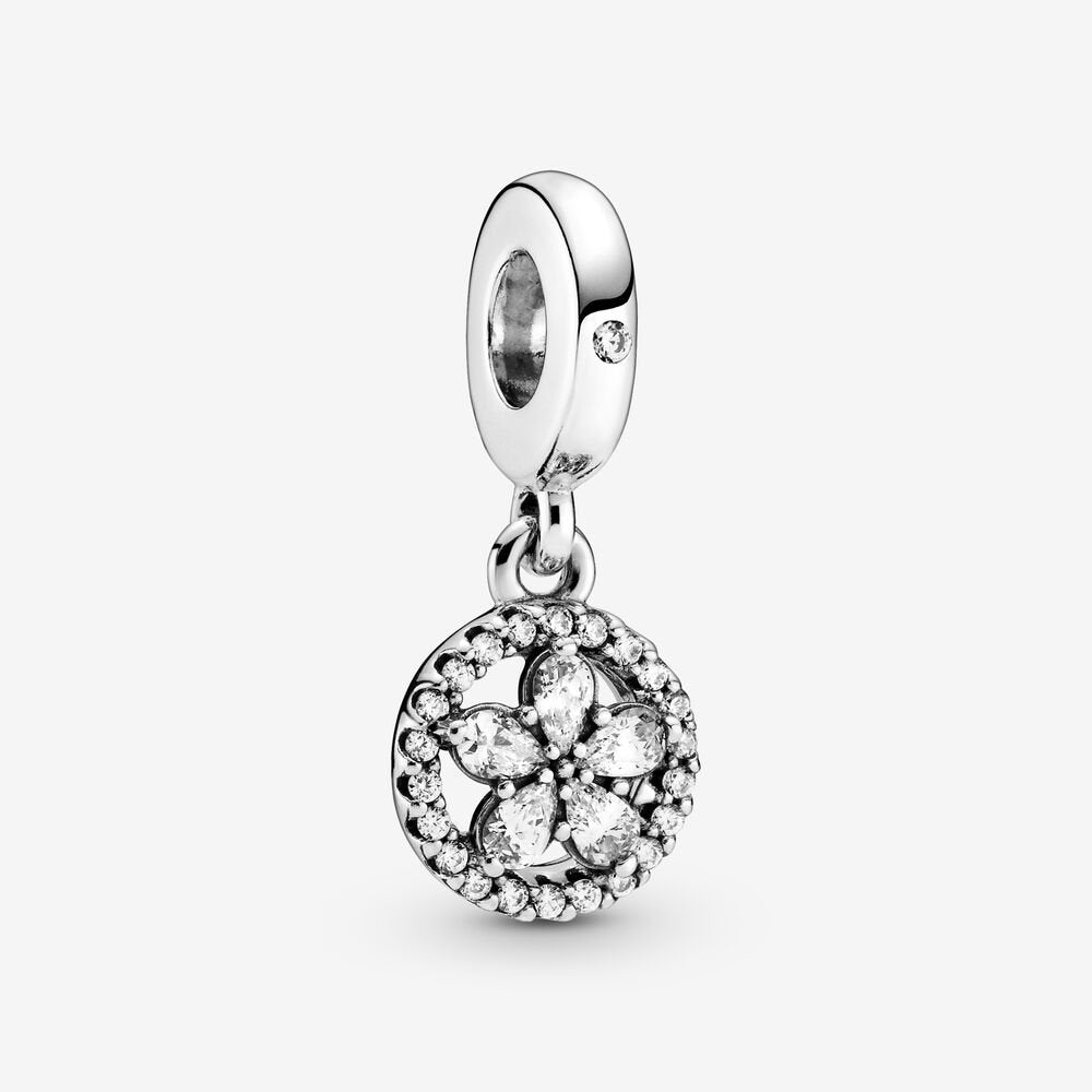 Sparkling Snowflake Circle Dangle Charm