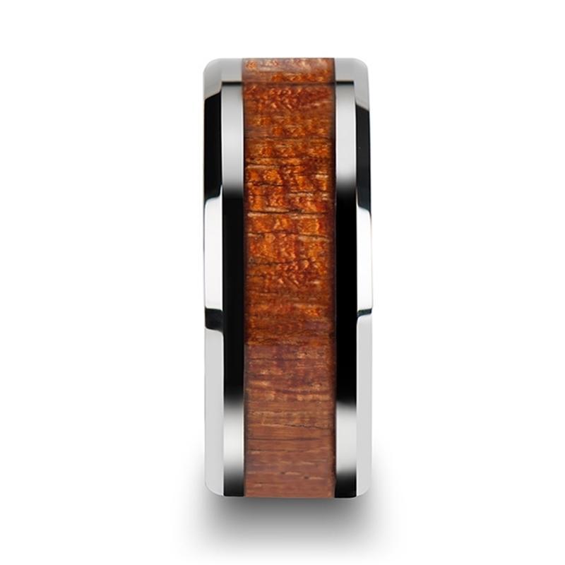 Tungsten Wood Ring - Exotic Mahogany Hard Wood - Tungsten Wedding Band - Polished Finish - 4mm - 6mm - 8mm - 10mm - Tungsten Wedding Ring