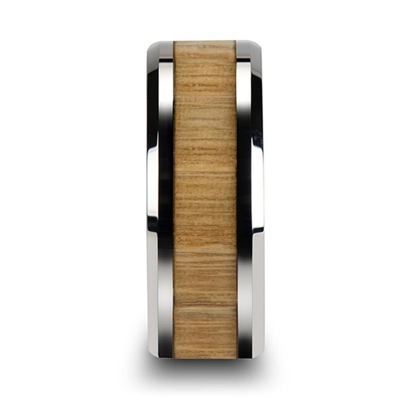 Tungsten Wood Ring - Ash Wood  - Tungsten Wedding Band - Polished Finish - 6mm - 8mm - 10mm - Tungsten Wedding Ring