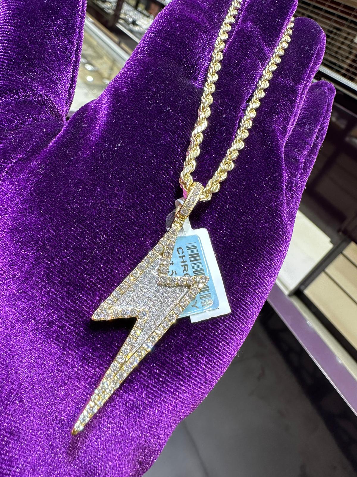 10k Yellow Gold 2.20ctw Diamond Lightning Pendant