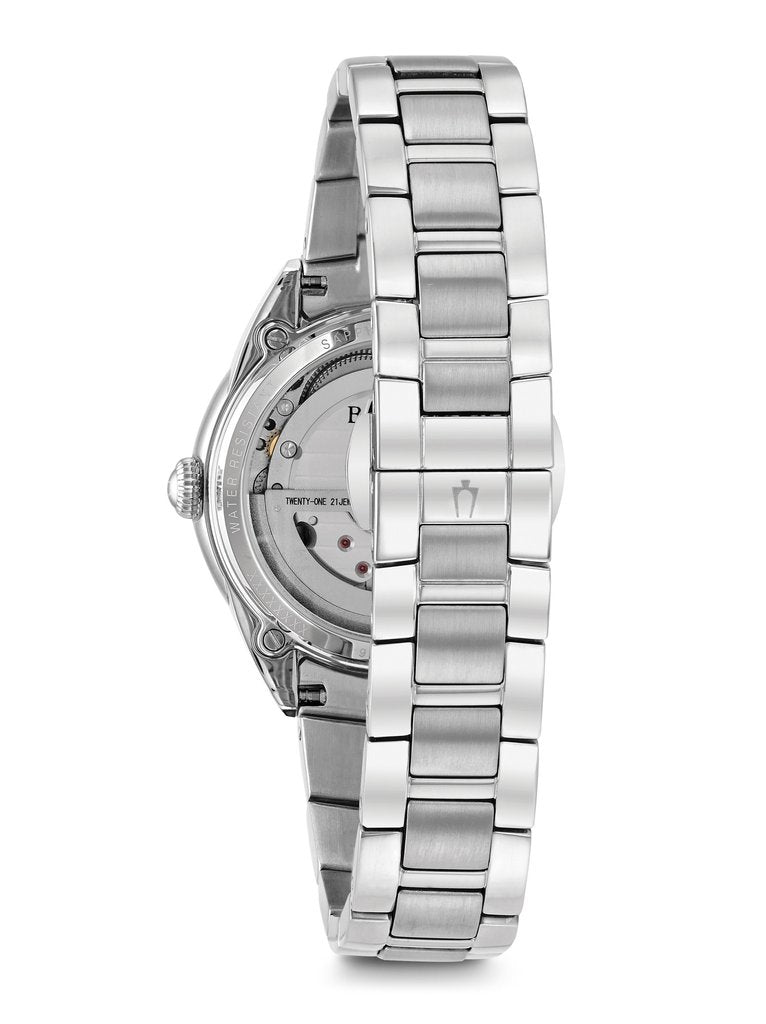 Bulova Ladies stainless Diamond automatic Mother of pearl watch 96P181