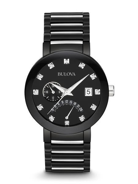 Mens Diamond Bulova watch 98d109 New black ion plated – Monica Jewelers