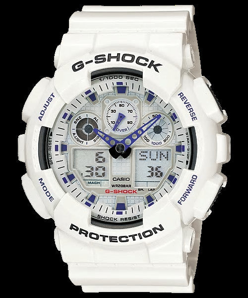G-Shock Men's Analog Digital White Resin Strap Watch GA100A-7A