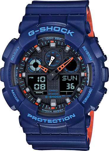 Gshock Blue and Orange GA100L-2A