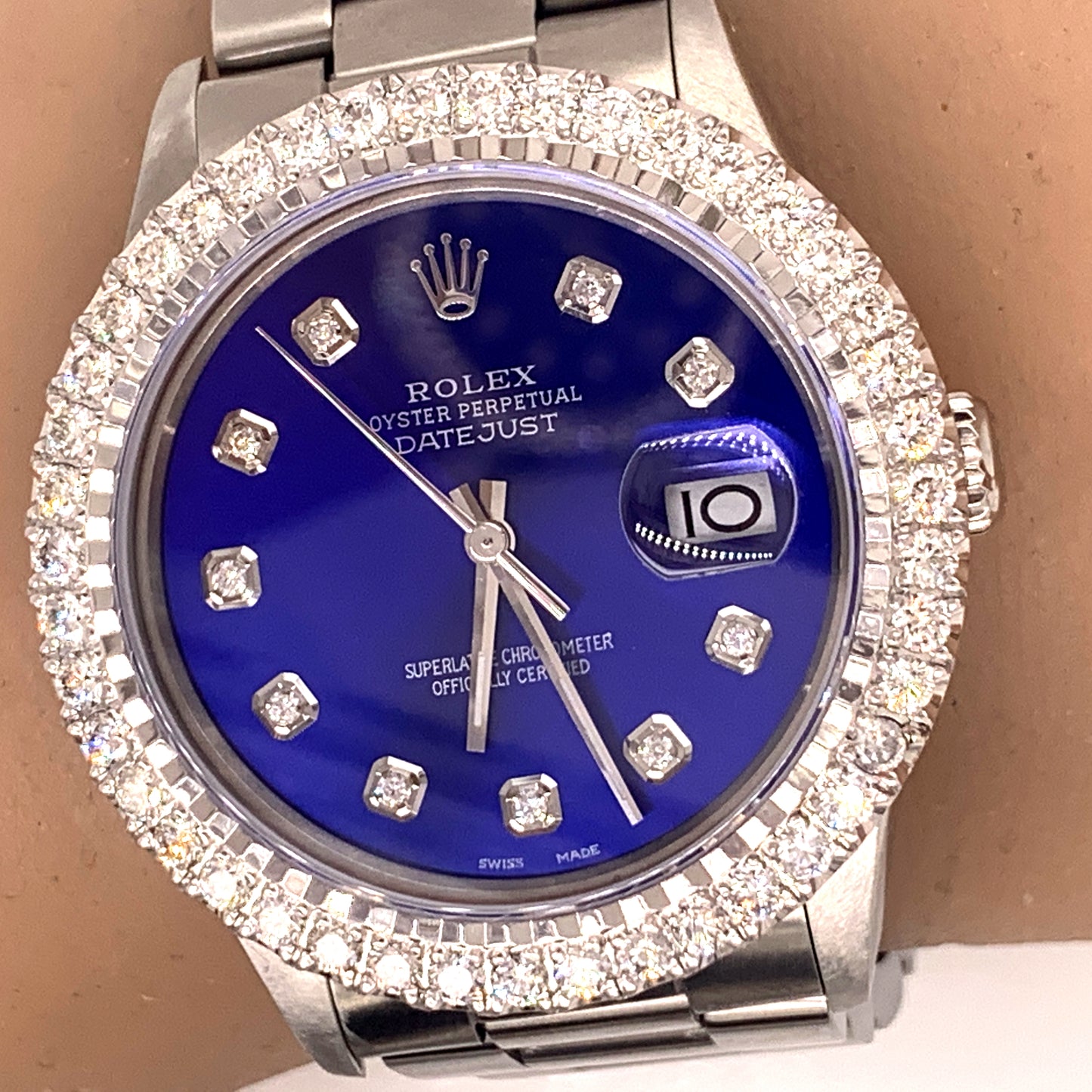 Rolex Datejust Stainless Steel 16030 Oyster band 2ctw diamond bezel