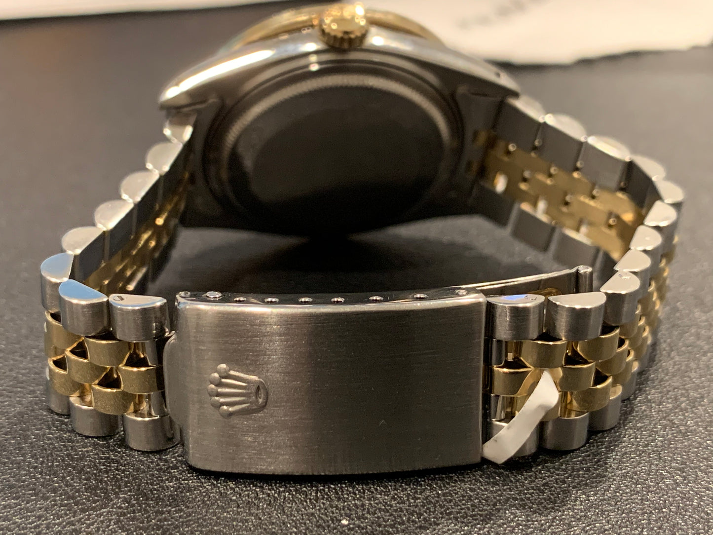 16013 14k/Stainless steel Jubilee with Gray baguette dial 3ctw Diamond Bezel