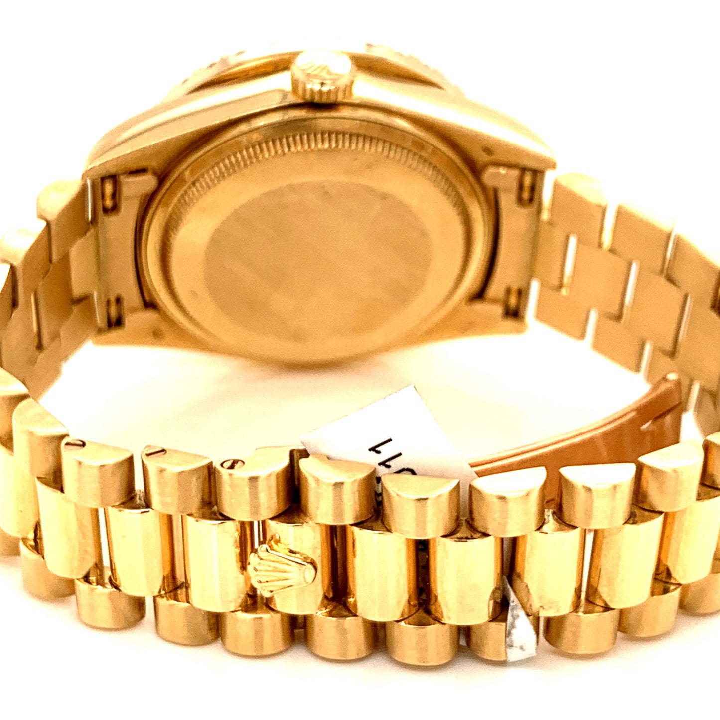 Rolex President Day Date 18038 18k Yellow Gold Black Mother of pearl Diamond Bezel