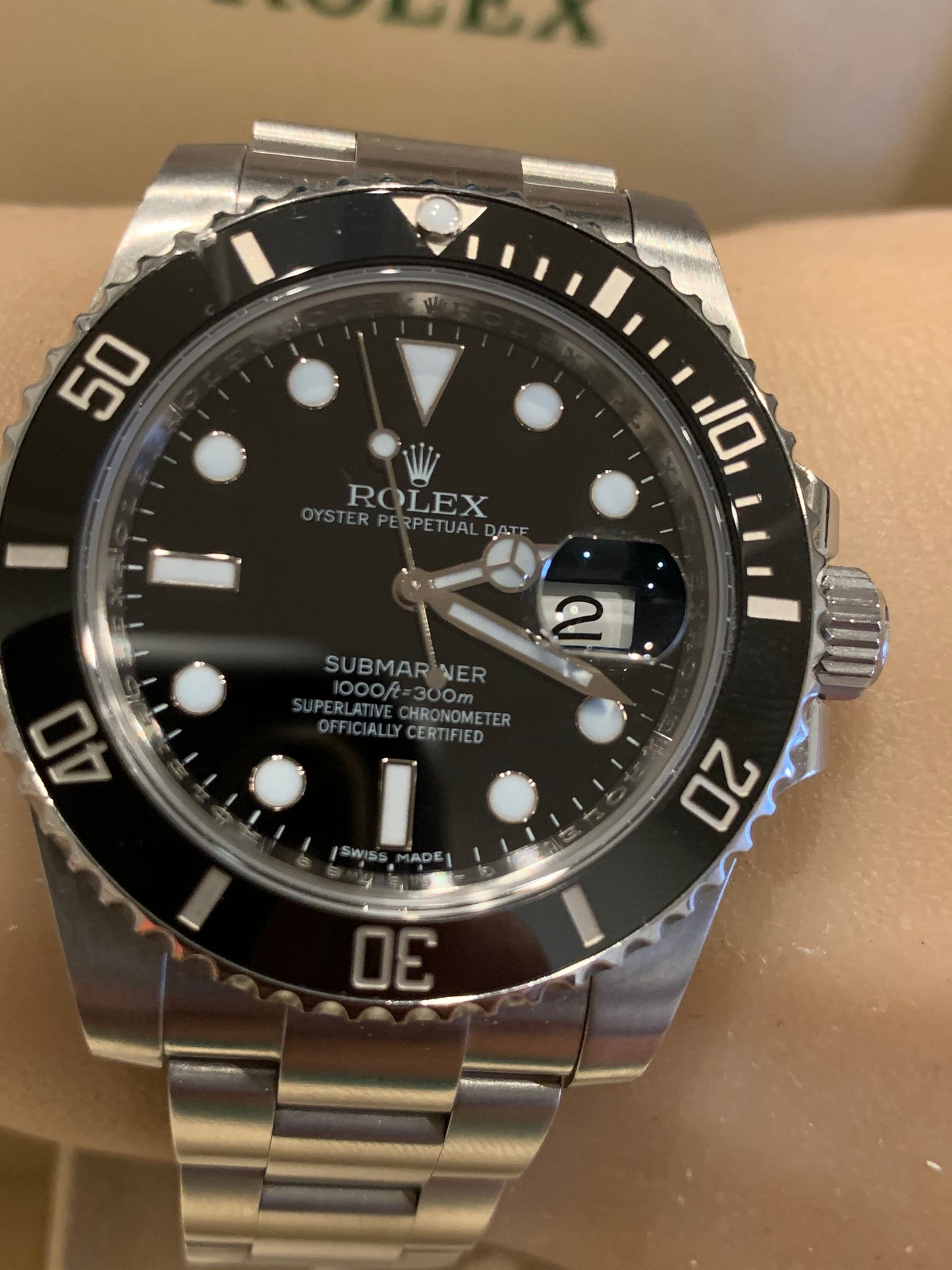 Rolex 116610LN Stainless Steel Submariner 40mm Black Dial Ceramic Box and Papers