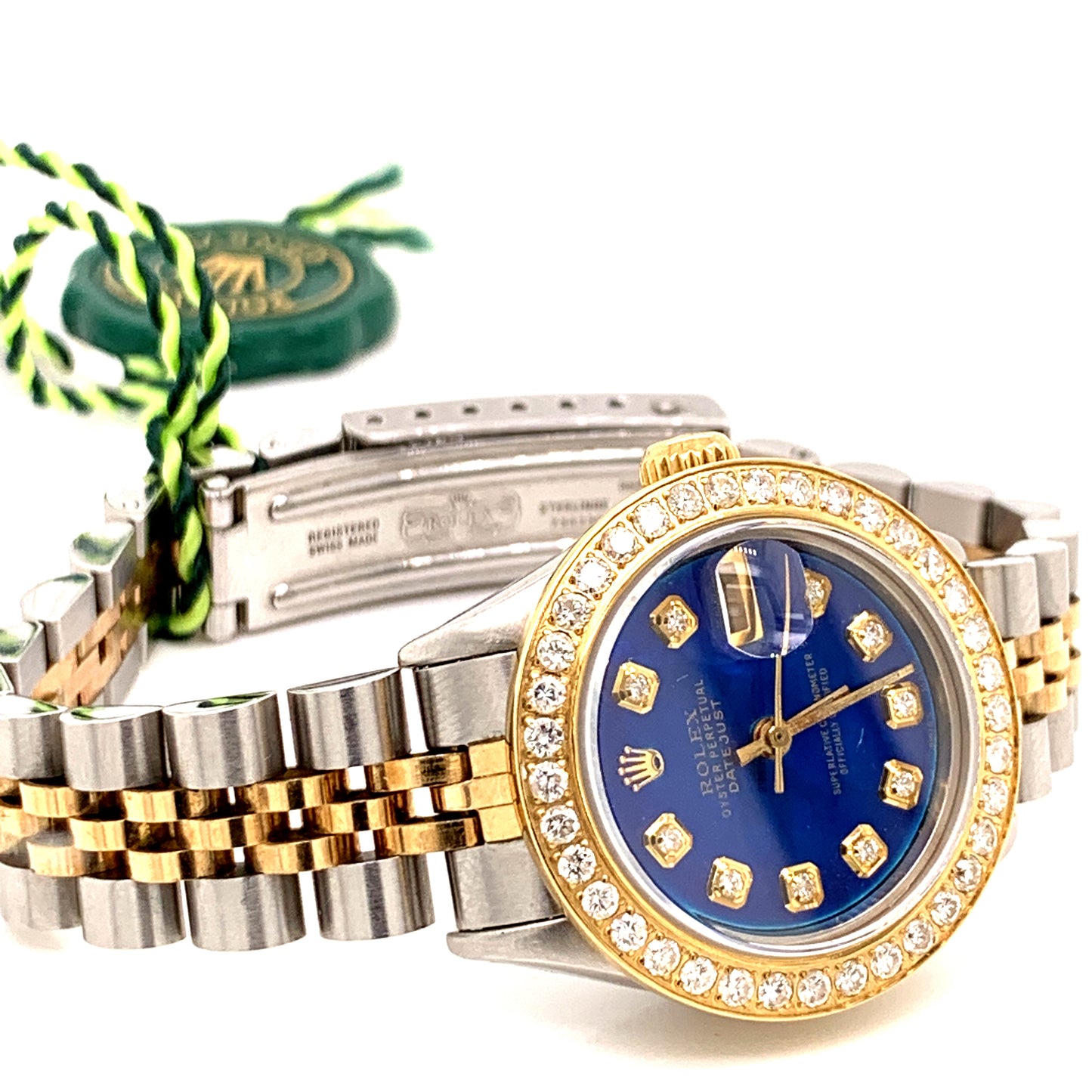 Rolex Ladies Datejust 6916 Diamond Bezel Blue Mother of Pearl Diamond dial
