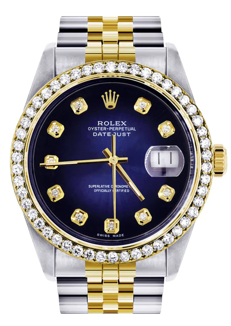 Rolex blue face gold and silver band Clearance