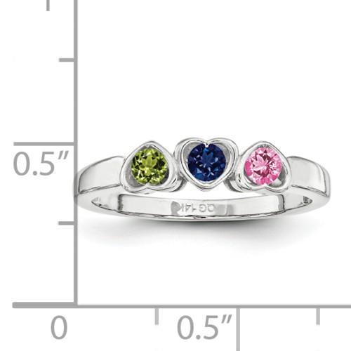 SS Synthetic 3 Stone Mother's Ring - AydinsJewelry