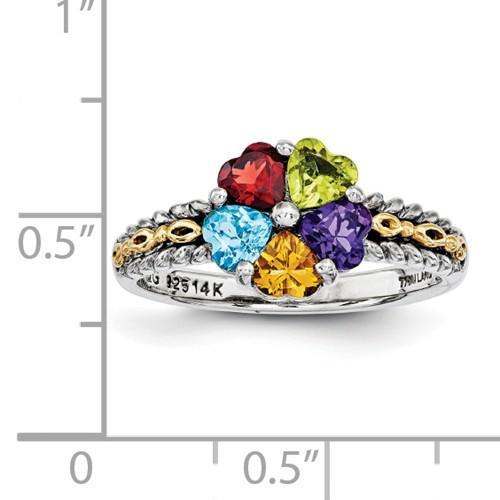 Sterling Silver & 14k Five-Stone Mother's Ring - AydinsJewelry