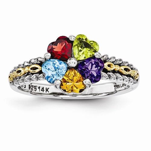 Sterling Silver 14k Five-Stone Mother's Ring