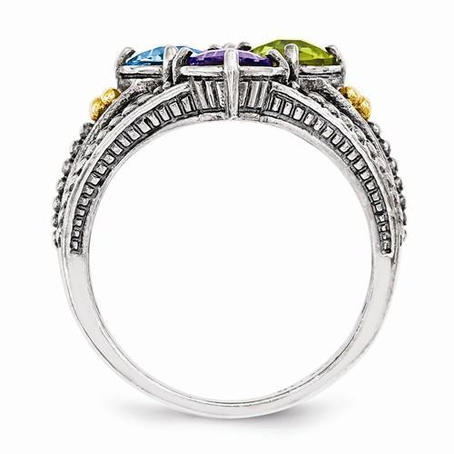Sterling Silver & 14k Four-Stone Mother's Ring - AydinsJewelry