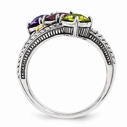 Sterling Silver & 14k Three-Stone Mother's Ring - AydinsJewelry