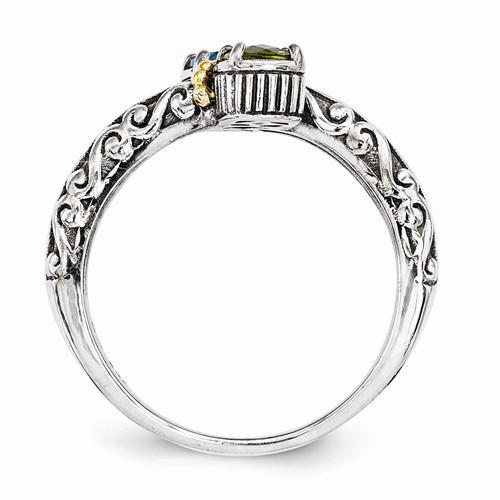 Sterling Silver & 14k Two-Stone Mother's Ring - AydinsJewelry