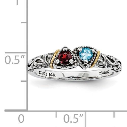 Sterling Silver & 14k Two-Stone Mother's Ring - AydinsJewelry