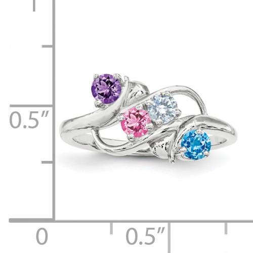 Sterling Silver Synthetic 4 Stone Mother's Ring - AydinsJewelry