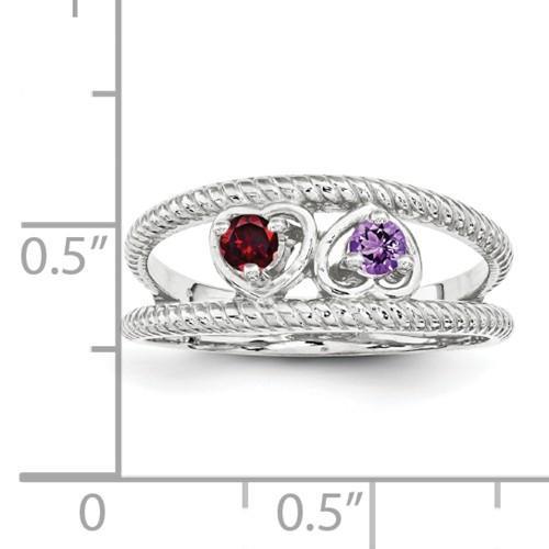 Sterling Silver Synthetic Family Jewelry Ring - 2 Stones - AydinsJewelry