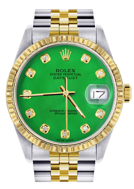 Rolex datejust two tone green dial Clearance