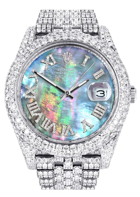 Diamond Iced Out Rolex Datejust 41 | 25 Carats Of Ab – Monica