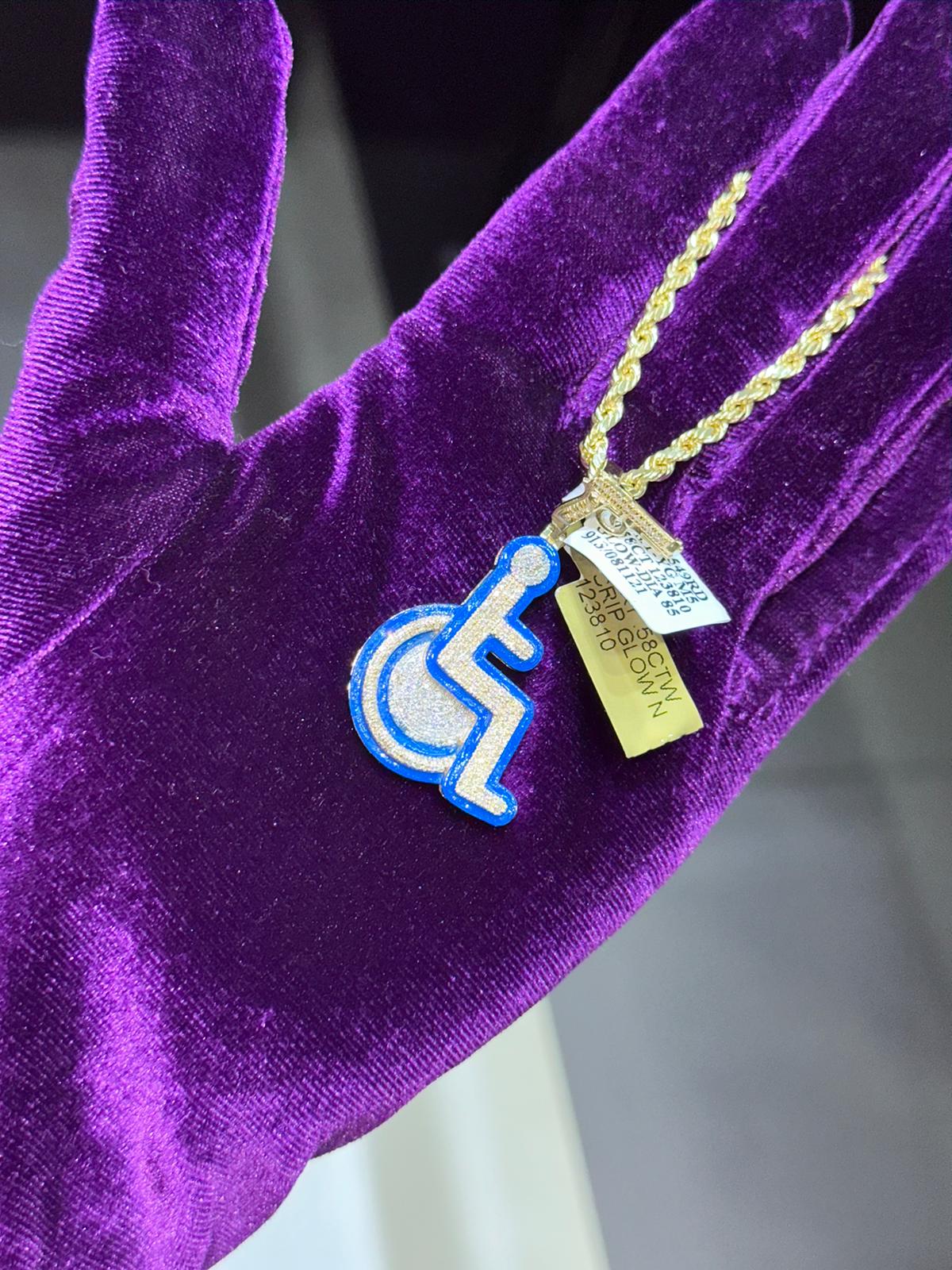 10k yellow gold .58ctw Handicap pendant Crip Glow in the Dark