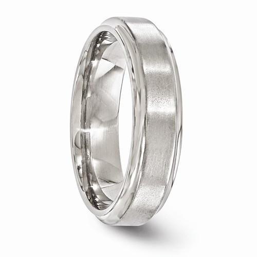 Edward Mirell Titanium Brushed & Polished Beveled - 6mm - AydinsJewelry
