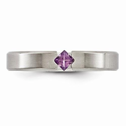 Edward Mirell Titanium Satin Finish w/ Amethyst - 4mm - AydinsJewelry