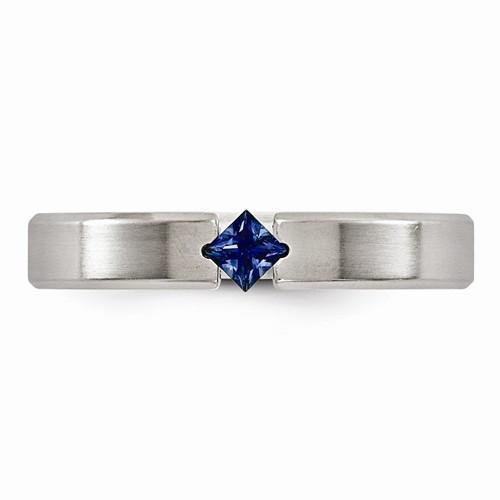 Edward Mirell Titanium Satin Finish w/ Sapphire - 4mm - AydinsJewelry