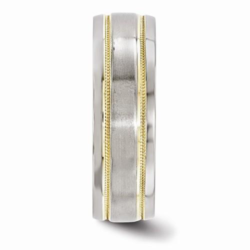 Edward Mirell Titanium &14k Satin & Polished Millgrain - 7mm - AydinsJewelry
