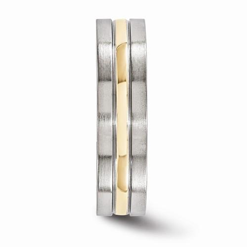 Edward Mirell Titanium And 14K Brushed & Polished Ring - 6mm - AydinsJewelry