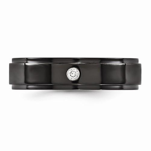 Edward Mirell Black Ti .03ct Diamond w/ Sterling Silver Bezel - 6mm - AydinsJewelry