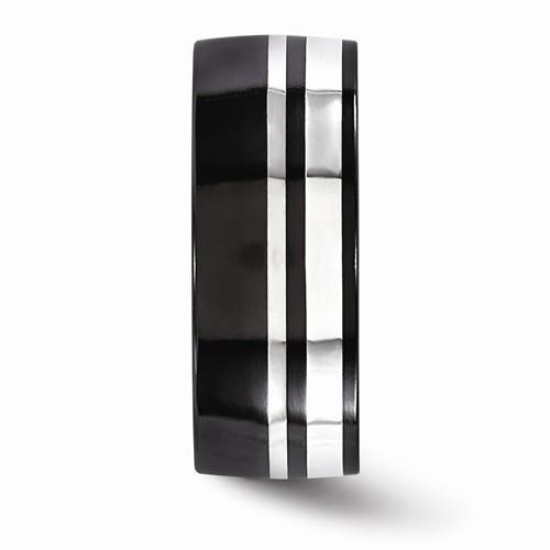 Edward Mirell Black Ti & Sterling Silver Ring - 9mm - AydinsJewelry