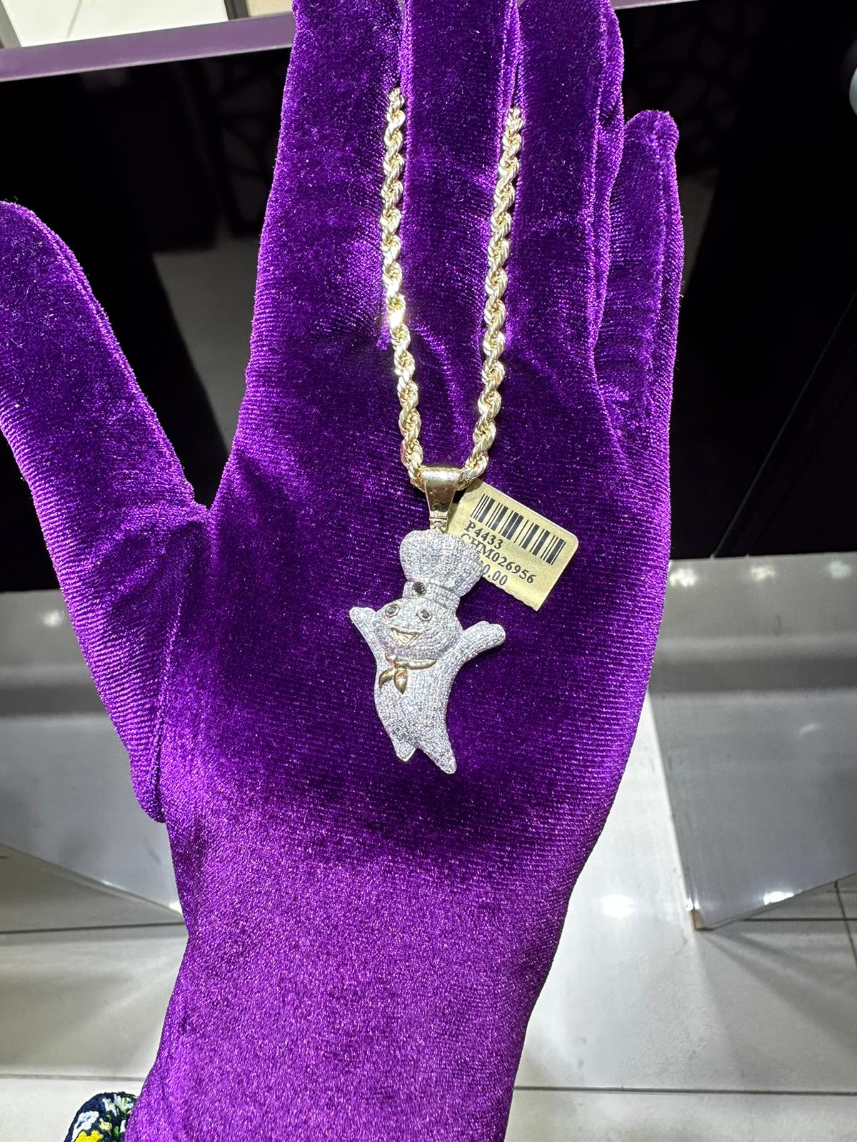 10k yellow gold 1.75ctw Pillsbury Doughboy pendant