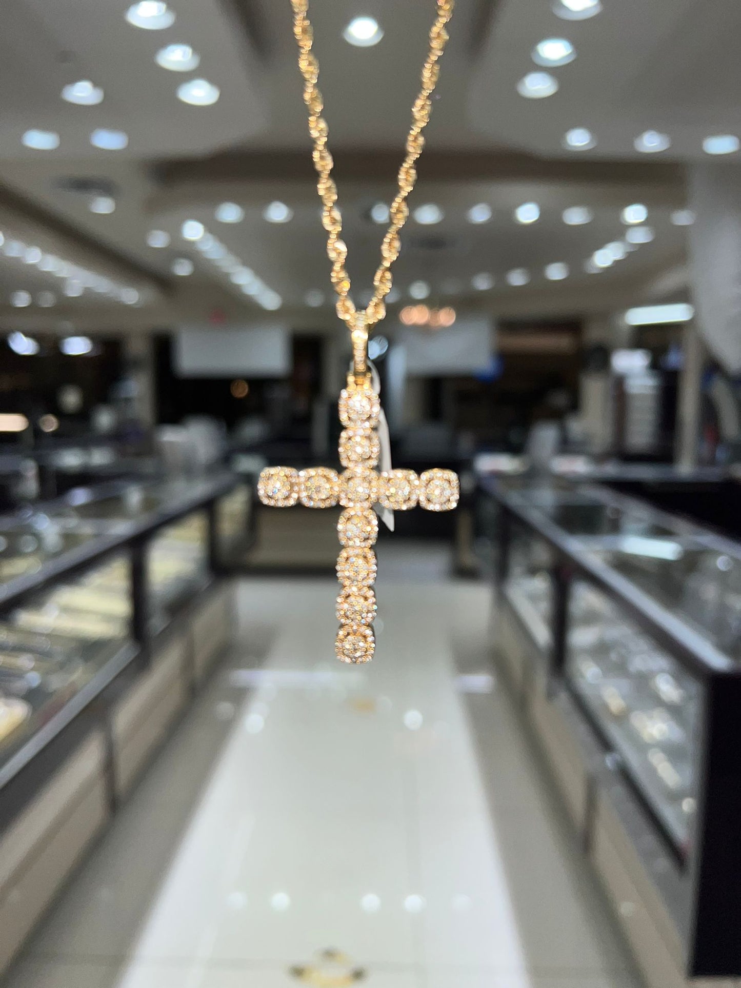 10k yellow gold 2ctw Gora Diamond Cross Pendant
