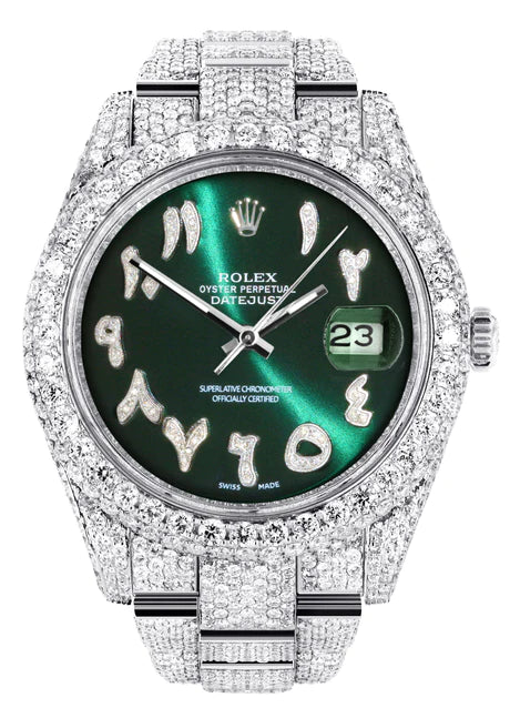 Iced out green face rolex Clearance