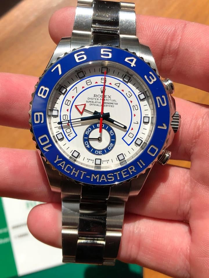 white and blue Strap for Rolex Yachtmaster II 44m
