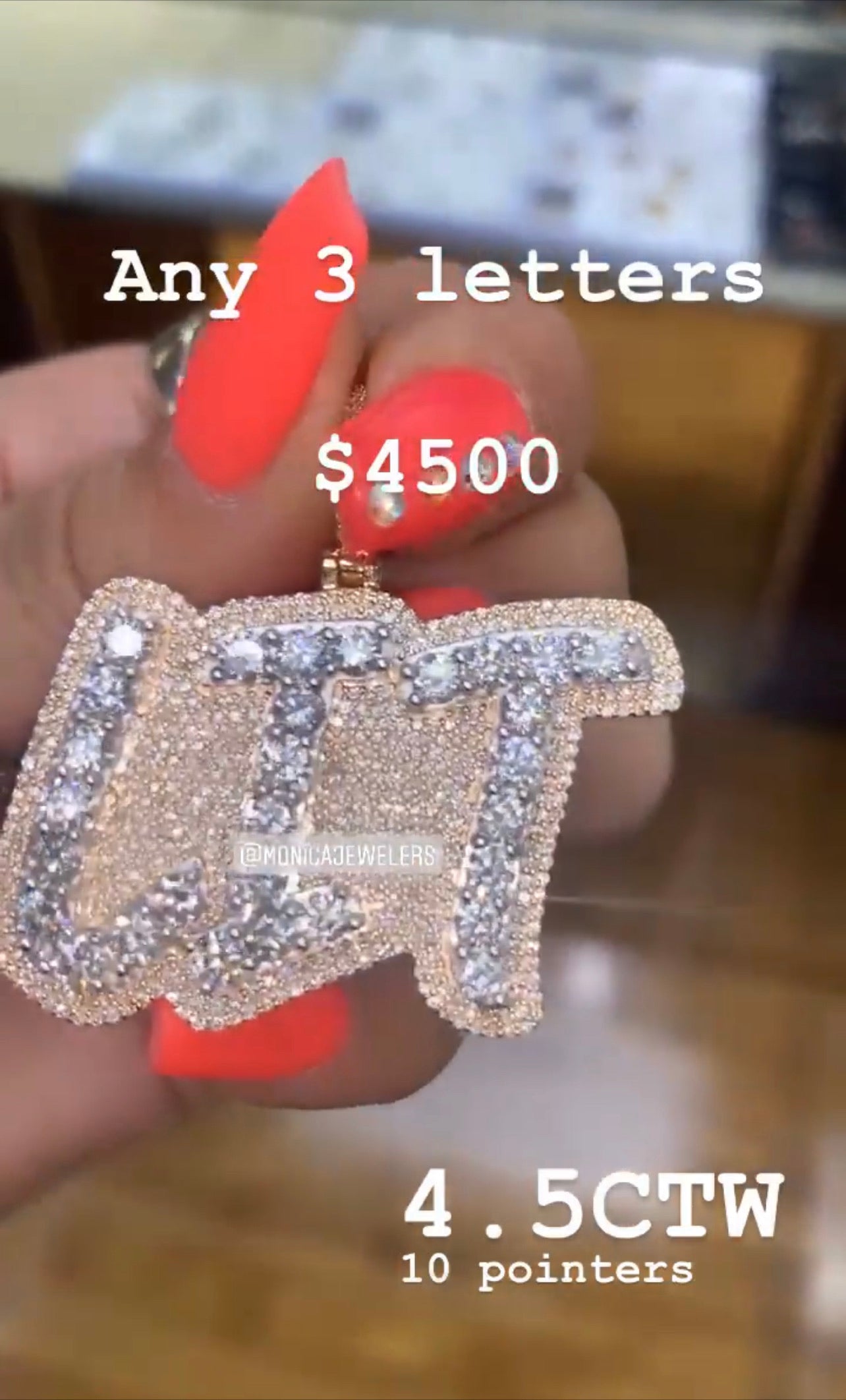 10k Yellow/White/Rose gold 3 Letter diamond pendant with 4.5ctw