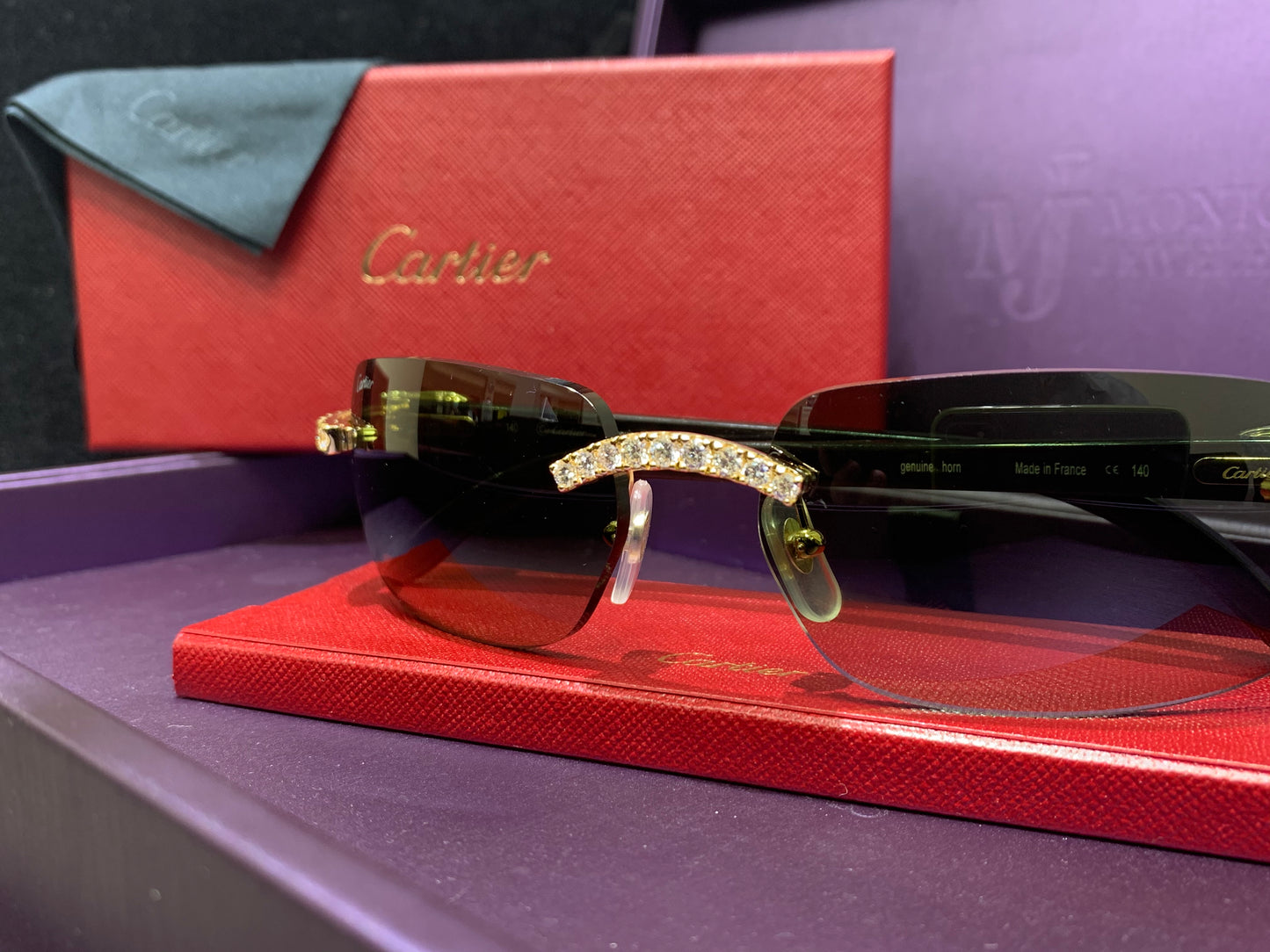 Cartier 5 carat Diamond Sunglasses Black Horn