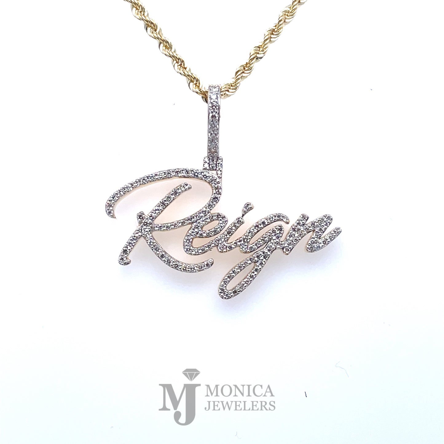 10k Yellow Gold diamond custom Diamond name plate