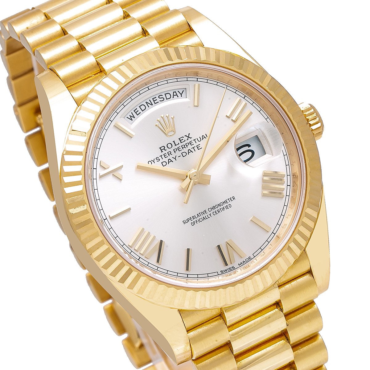 Rolex President Day Date 40mm 228238 18k Yellow Gold Silver Roman Numeral