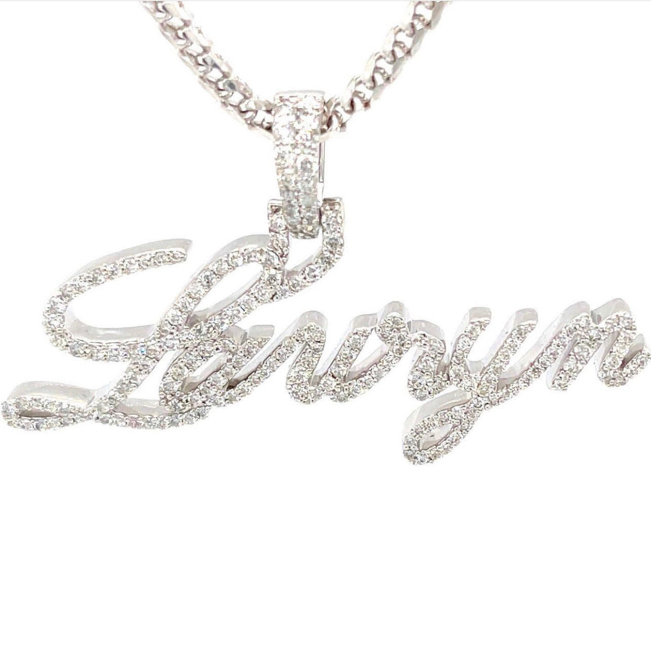 10k White Gold diamond custom Diamond name plate