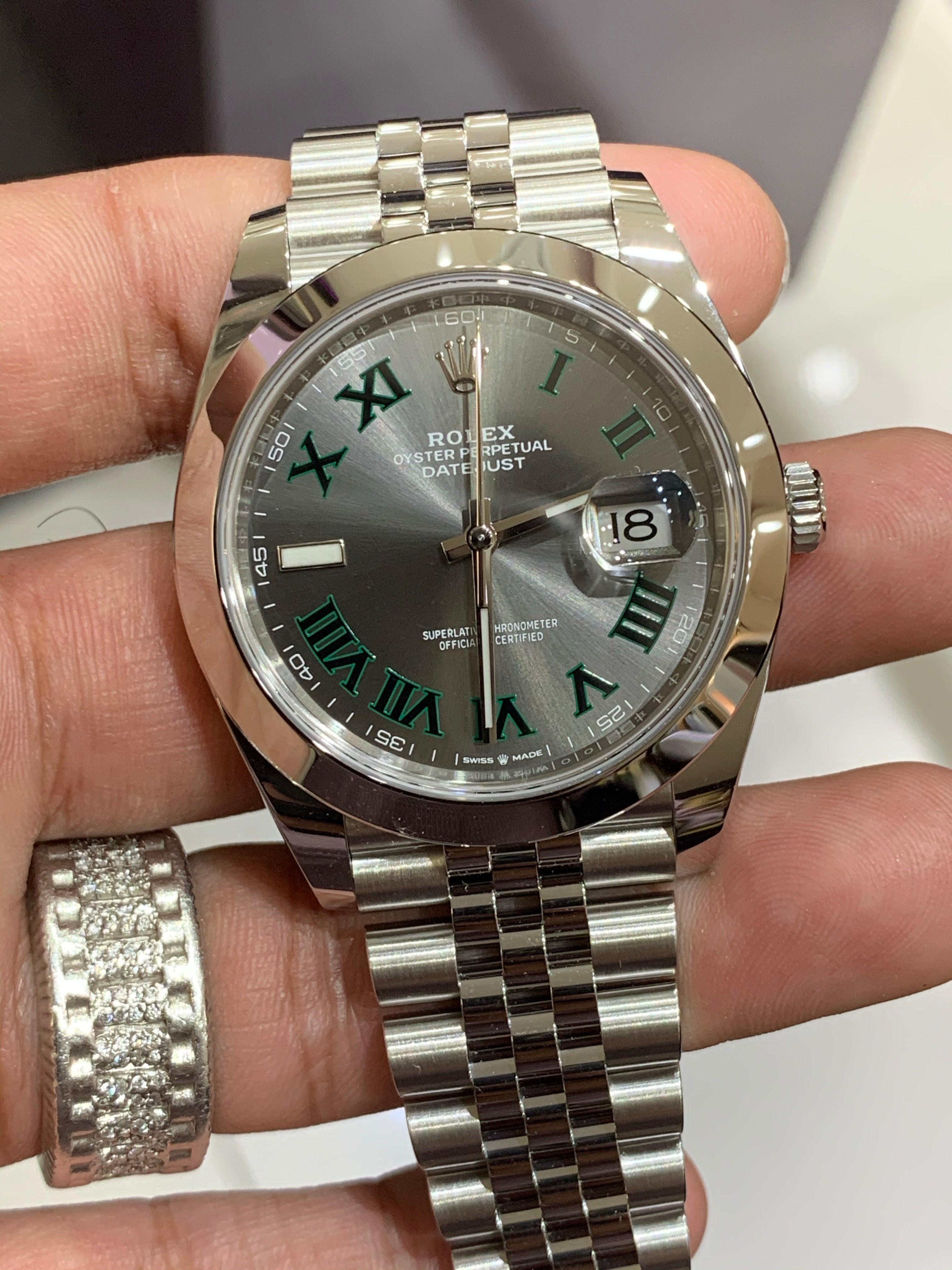 Datejust Wimbledon Dial Jubilee Bracelet Men's Watch 126300 – Monica Jewelers