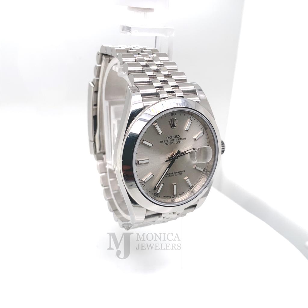 Rolex Datejust 41 Silver Stick Dial Jubilee Bracelet Men's Watch