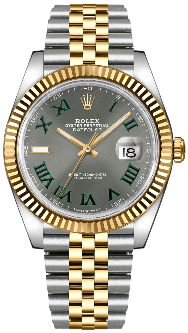 Rolex Datejust 18k/SS 41mm Wimbledon Slate Dial Jubilee Bracelet