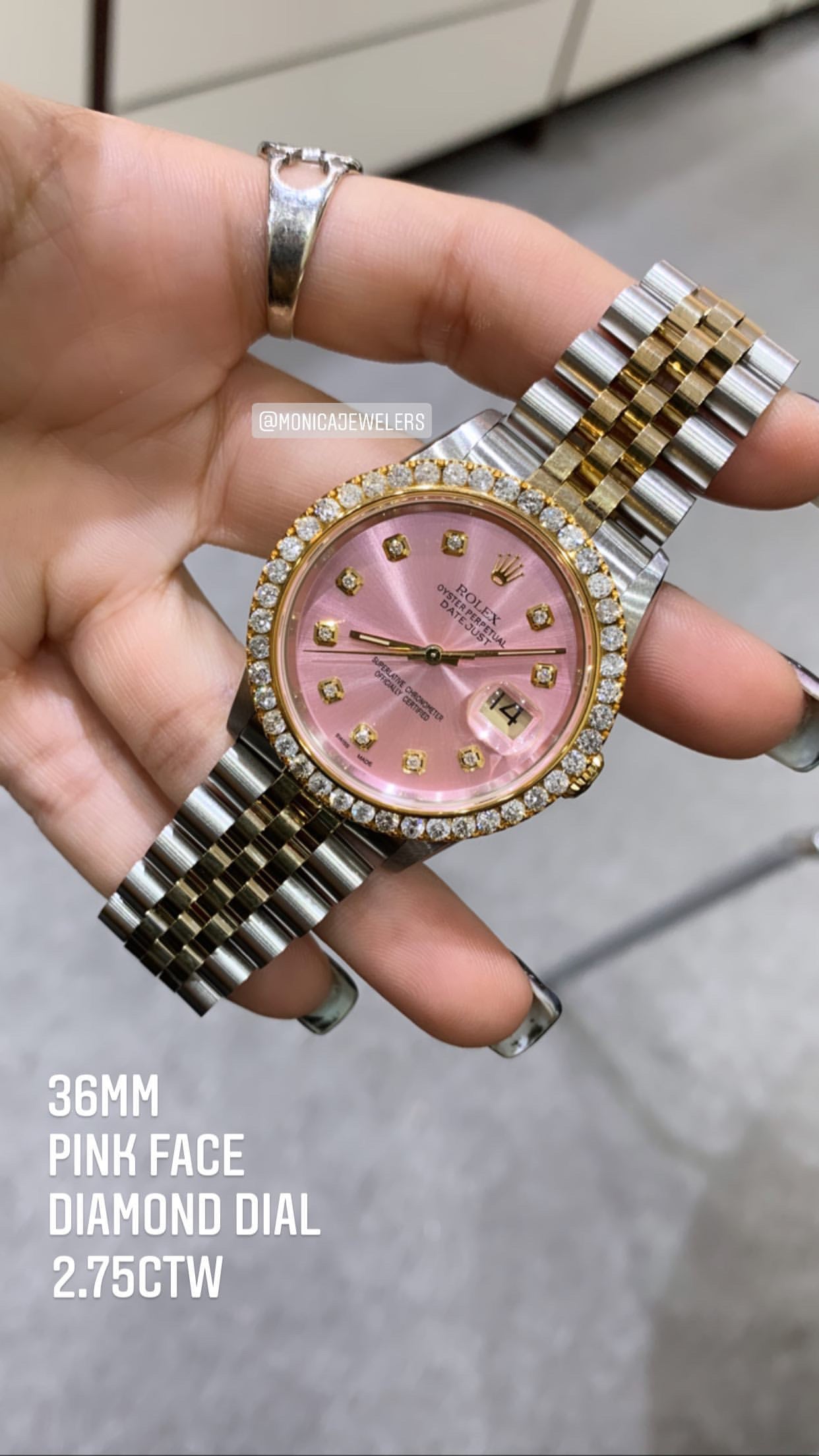 Rolex Pink Datejust Two-Tone Jubilee with Diamond dial